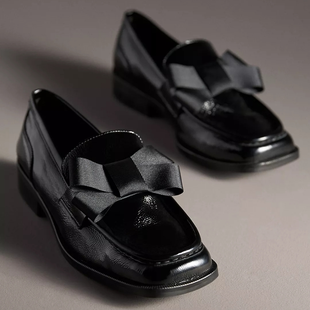 🆕️ Anthropologie Maeve Bow Square Toe Loafers - Picture 1 of 13